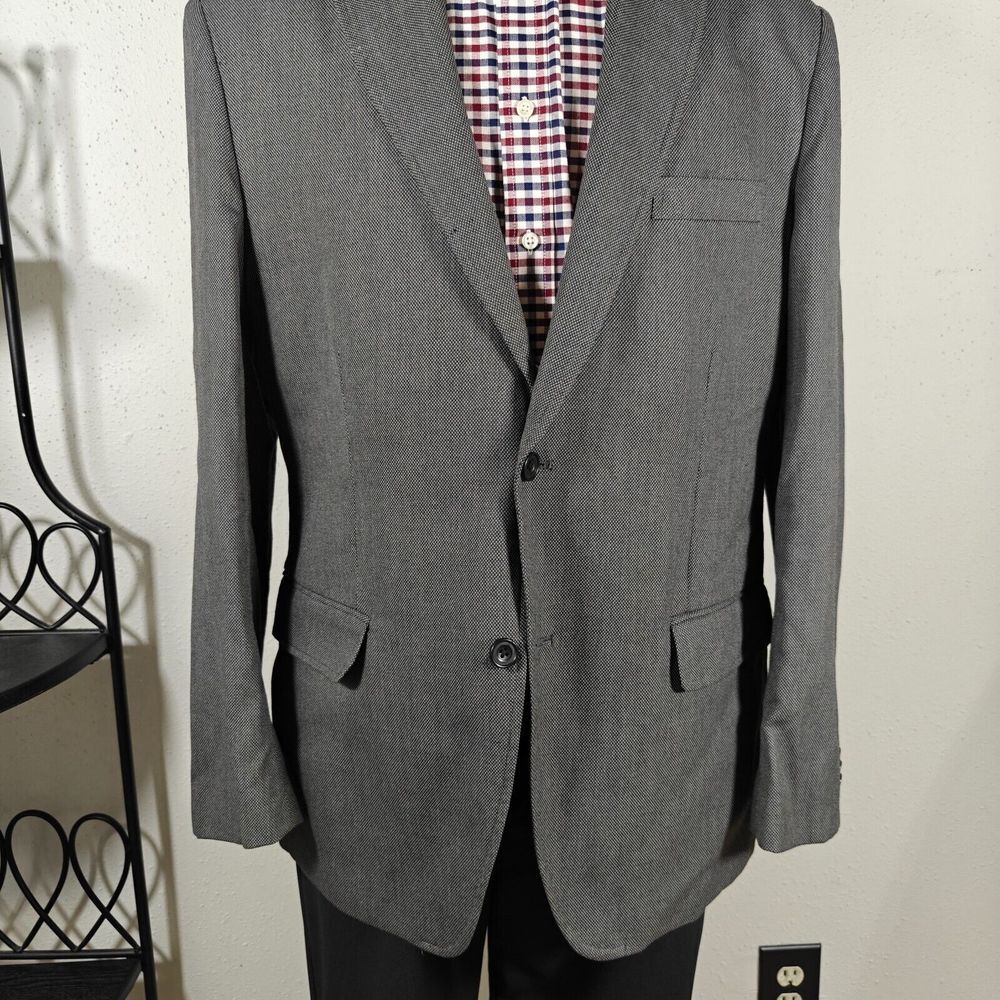 Van Heusen Studio Men's Sport Coat Blazer Two Button Gray Polyester Rayon 44L - Picture 8 of 13